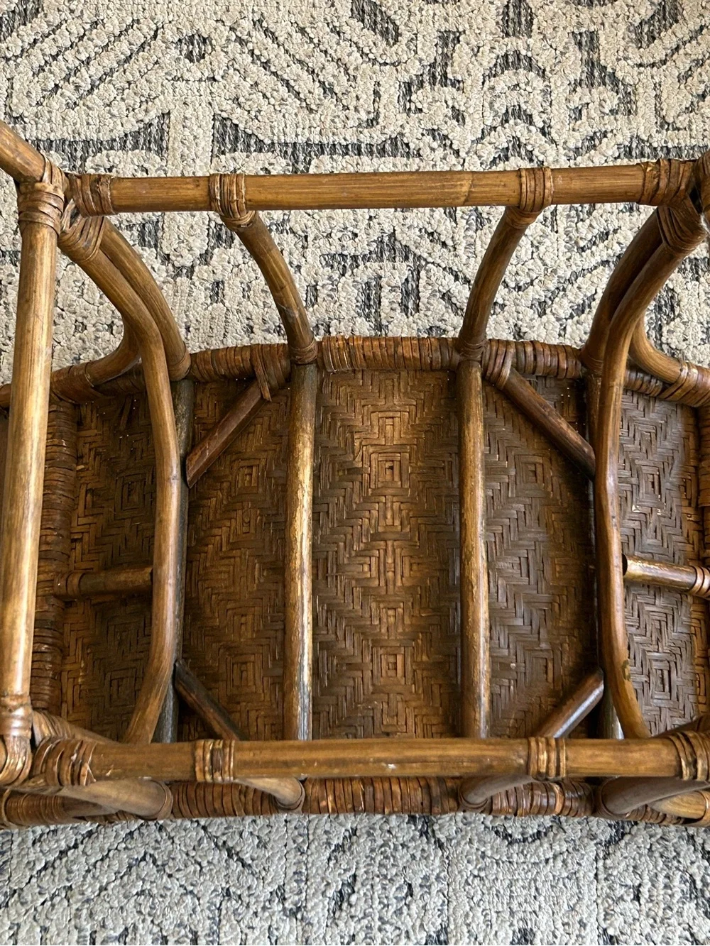 Vintage Woven Rattan Accent Bench - Brown